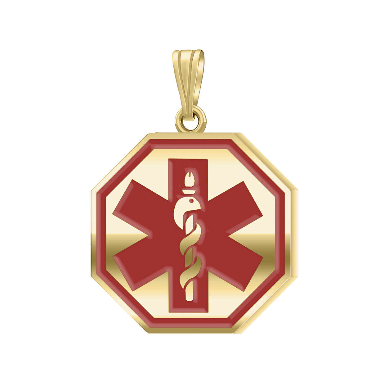 14k Yellow Gold Octagon Medical Pendant, 29mm