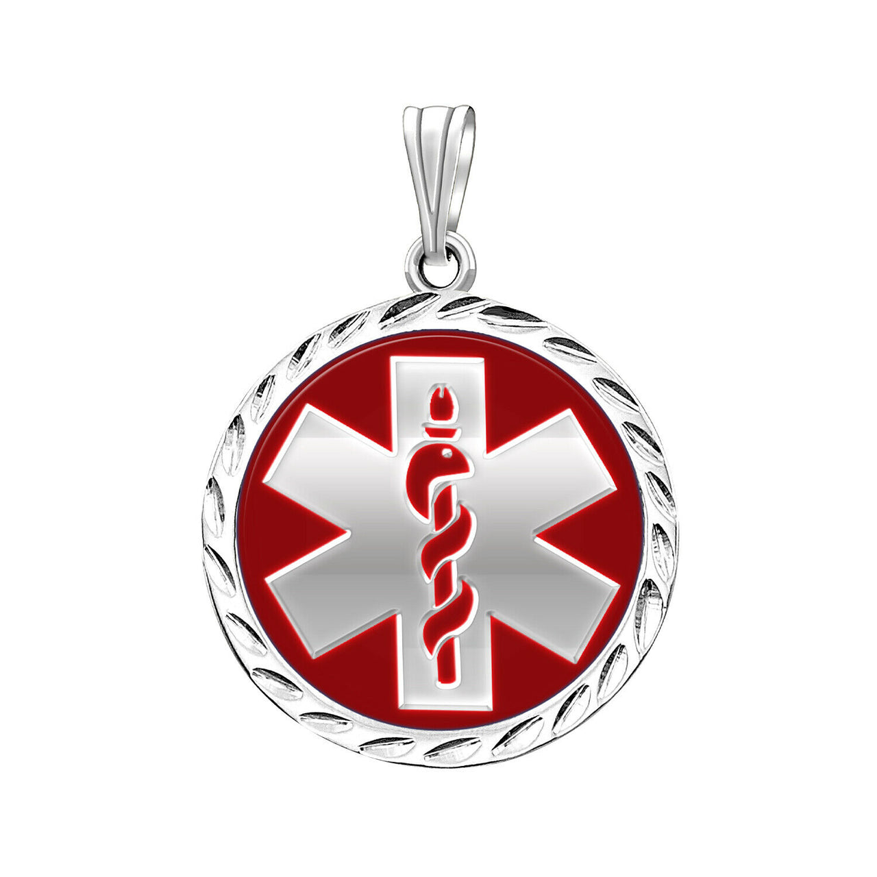Ladies 925 Sterling Silver Round Medical Pendant