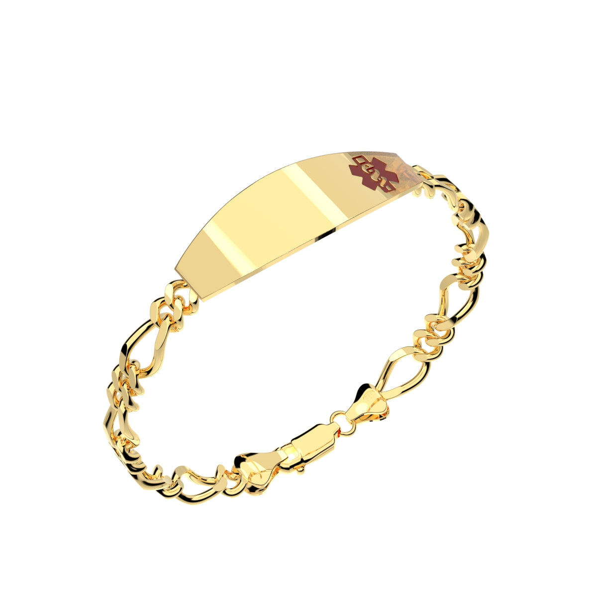 Figaro 10k or 14k Yellow Medical ID Engravable Bracelet