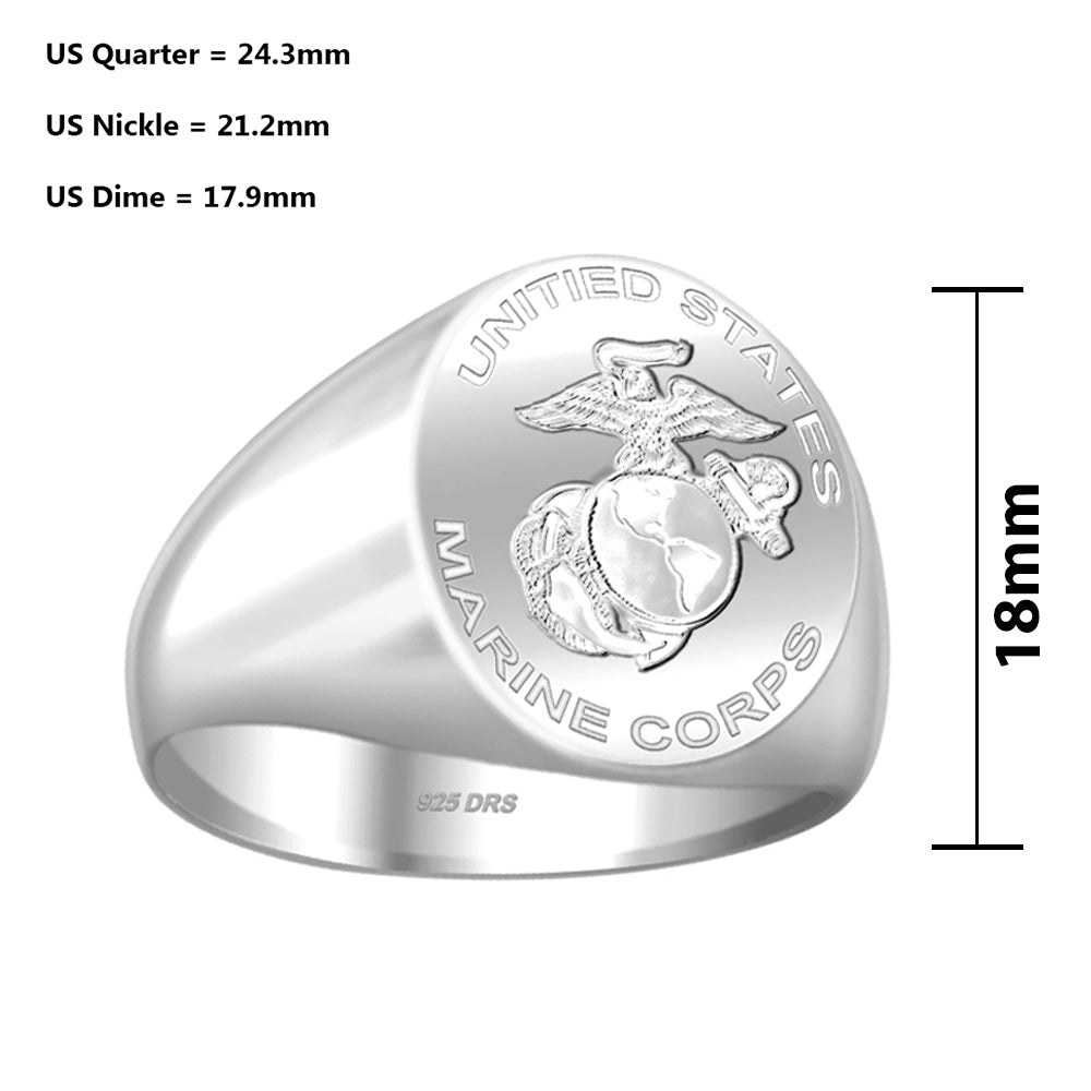 US Marine Corps Ring - USMC Military Signet Ring For Men length