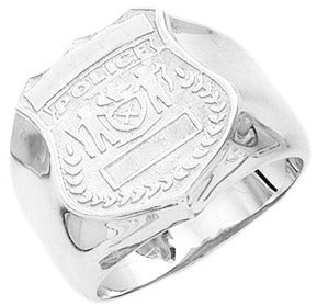 Men's 0.925 Sterling Silver Hand Made Police Officer Ring