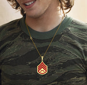 10k or 14k Yellow Gold staff Sergeant US Marine Corps Pendant view