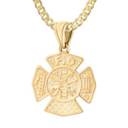 Firefighter Necklace of 26mm in 14k Gold - 2.6mm Curb Chain