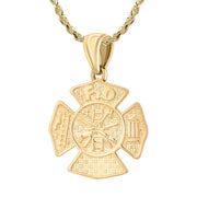 Firefighter Necklace of 26mm in 14k Gold - 2mm Rope Chain
