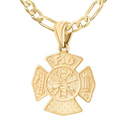 Firefighter Necklace of 26mm in Gold - 3.8mm Figaro Chain