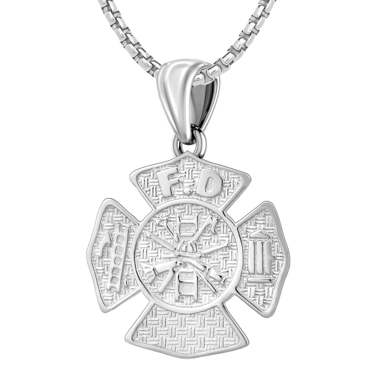 Ladies 925 Sterling Silver Customizable Firefighter Pendant Necklace, 26mm