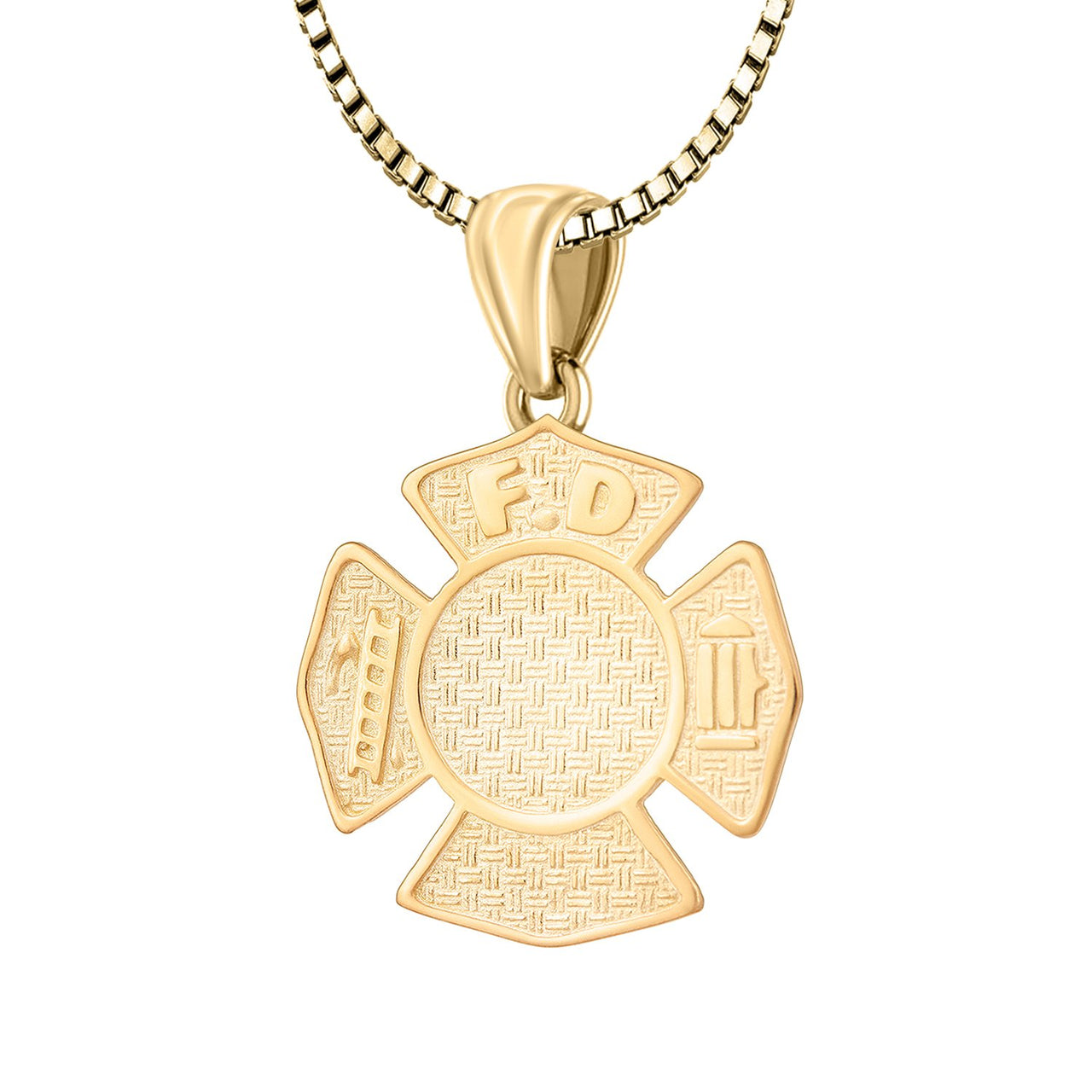 Firefighter Pendant of Gold for Ladies - 1.5mm Box Chain