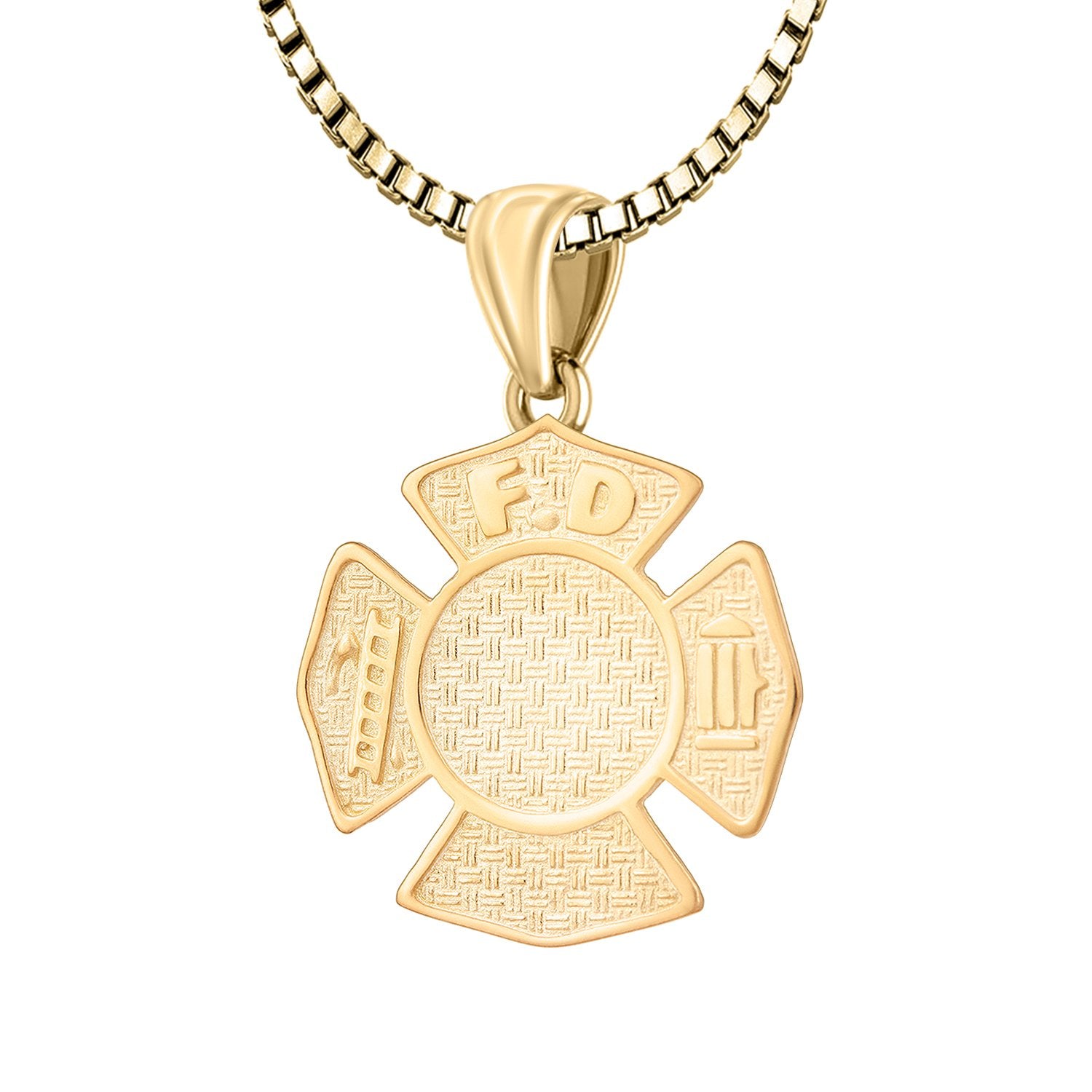 Firefighter Pendant of Gold for Ladies - 2.2mm Box Chain