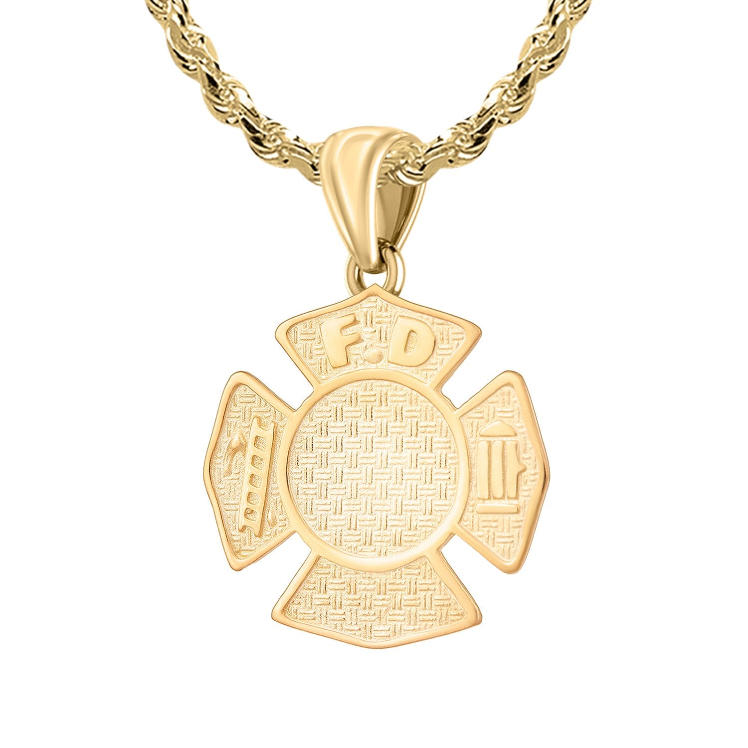 Firefighter Pendant of Gold for Ladies - 2.5mm Rope Chain
