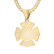 Firefighter Pendant of Gold for Ladies - 2.6mm Curb Chain