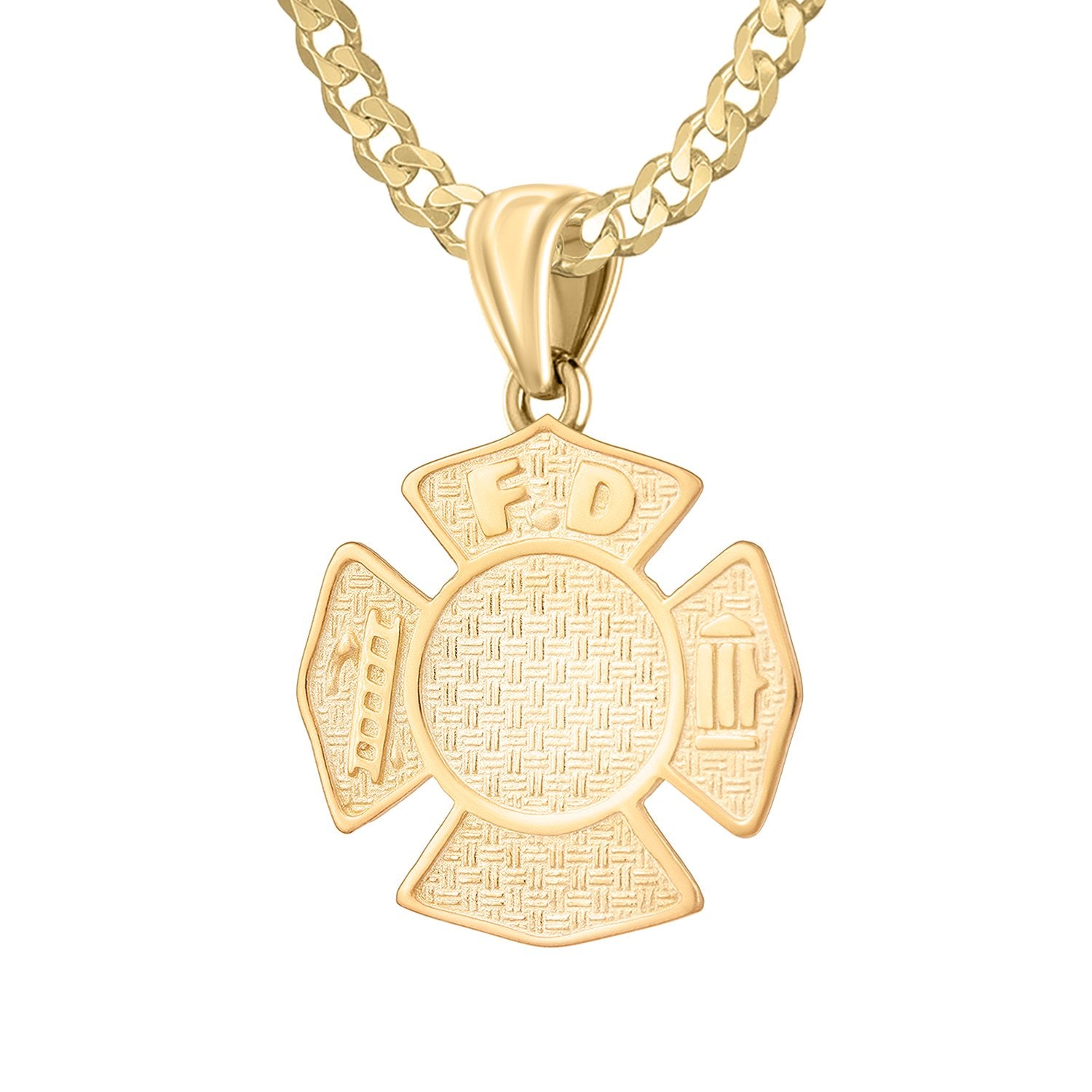 Firefighter Pendant of Gold for Ladies - 2.6mm Curb Chain