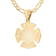 Firefighter Pendant of Gold for Ladies - 2.8mm Figaro Chain