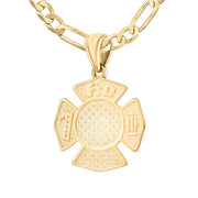 Firefighter Pendant of Gold for Ladies - 3.8mm Figaro Chain