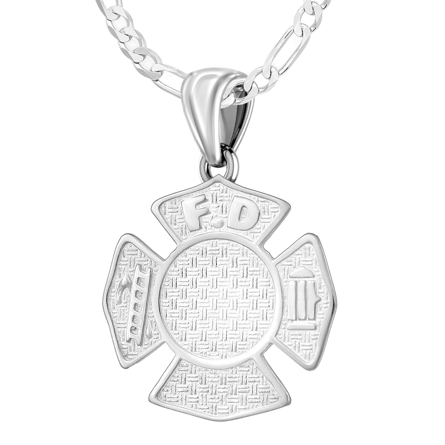 Firefighter Necklace In 925 Silver - 1.5mm Figaro Chain