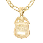Police Badge Necklace In Gold For Men - 4.4mm Figaro Chain
