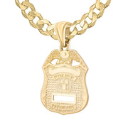 Police Badge Necklace In Gold For Men - 5.7mm Curb Chain