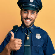 Gold Police Badge Necklace For Men - Worn On Neck