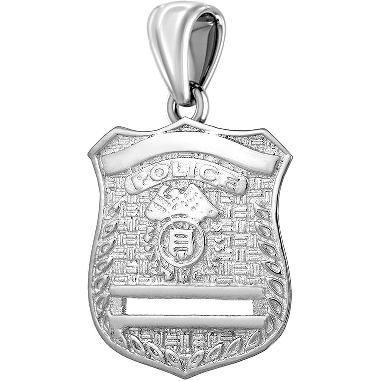 Police Badge Necklace In Silver - Pendant Only