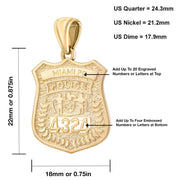 Police Badge Necklace In Gold For Ladies - Size Details