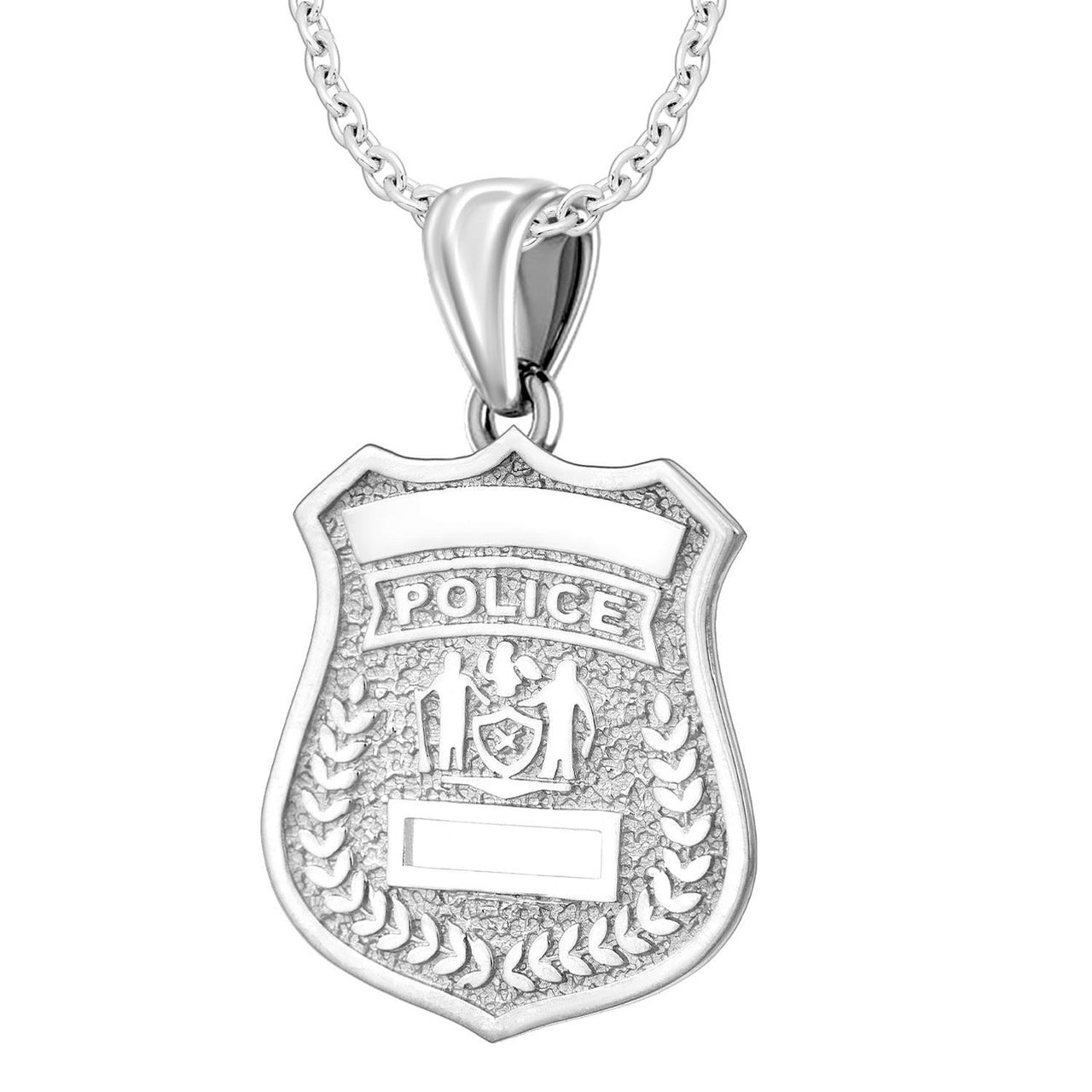  Silver Police Badge Necklace For Women - 1.2mm Cable Chain
