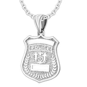 Silver Police Badge Necklace For Women - 1.8mm Cable Chain