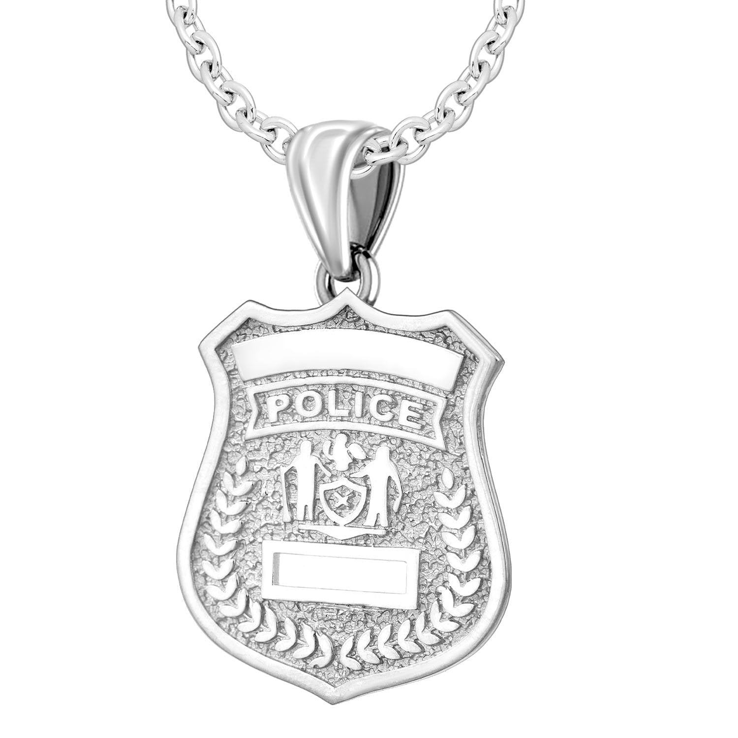 Silver Police Badge Necklace For Women - 1.8mm Cable Chain