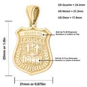 Gold Police Badge Necklace With Chain - Size Details
