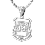 Police Badge Necklace In 925 Silver - 2.6mm Box Chain