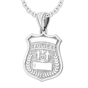 Police Badge Necklace In 925 Silver - 2mm Cable Chain