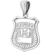 Police Badge Necklace In 925 Silver - Without Chain