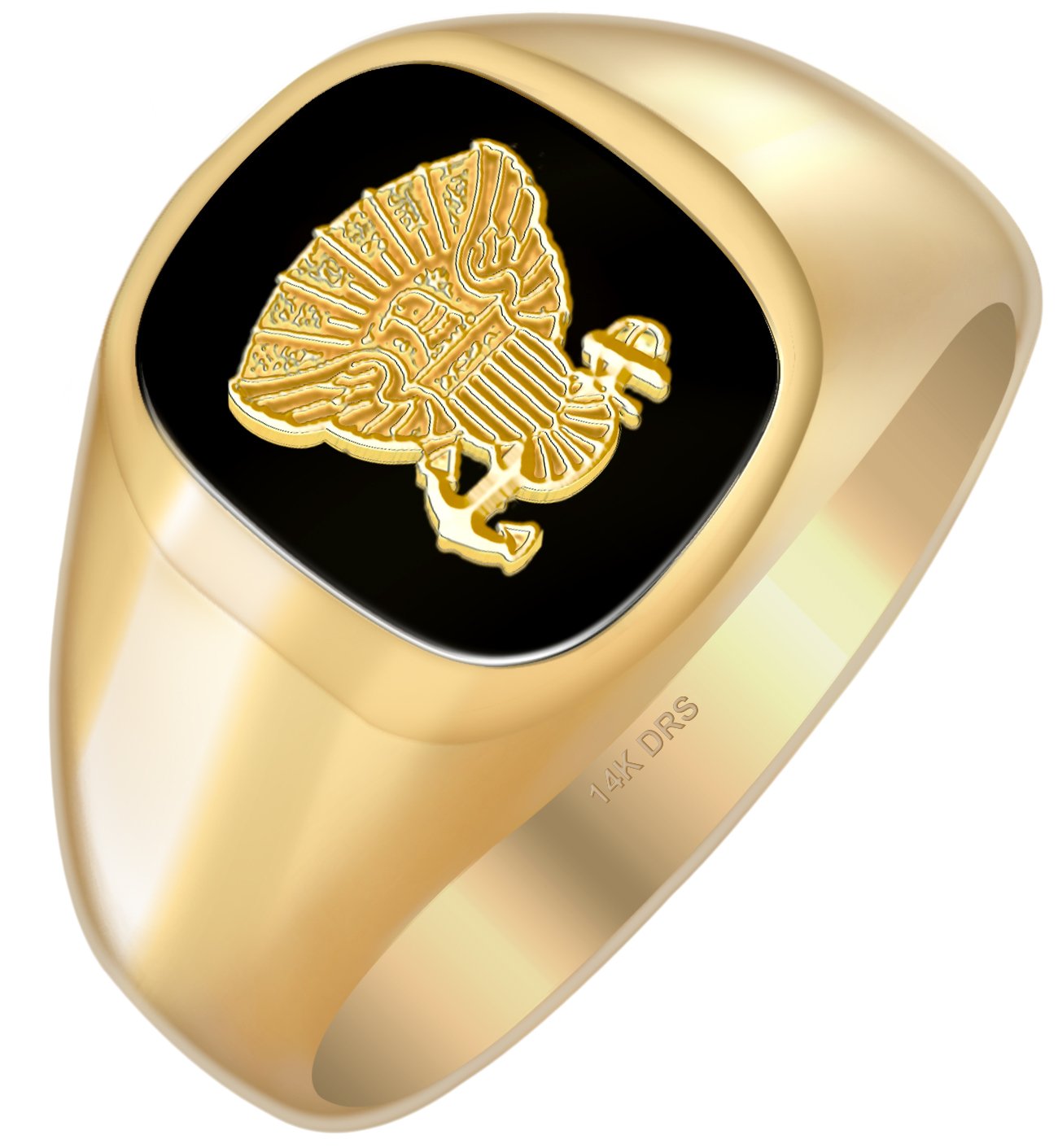10k or 14k Yellow or White Gold US Navy USN Solid Back Ring