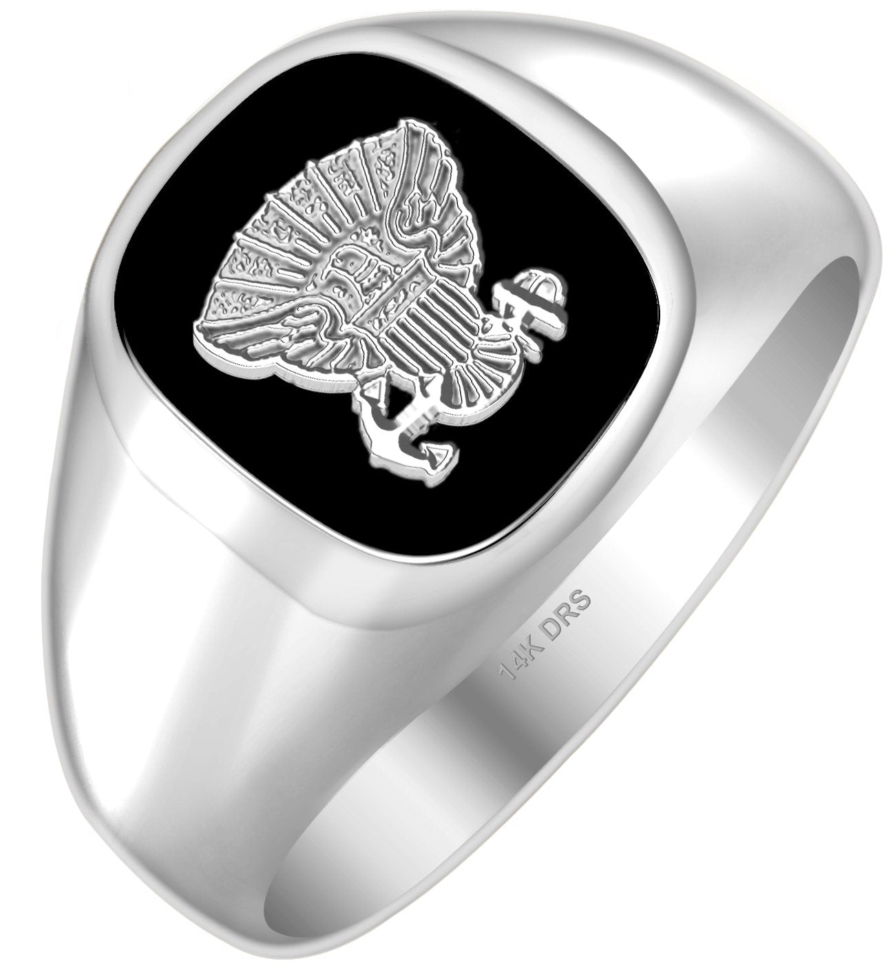 10k or 14k Yellow or White Gold US Navy USN Solid Back Ring