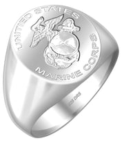 USMC Military Signet Ring in Silver For Men