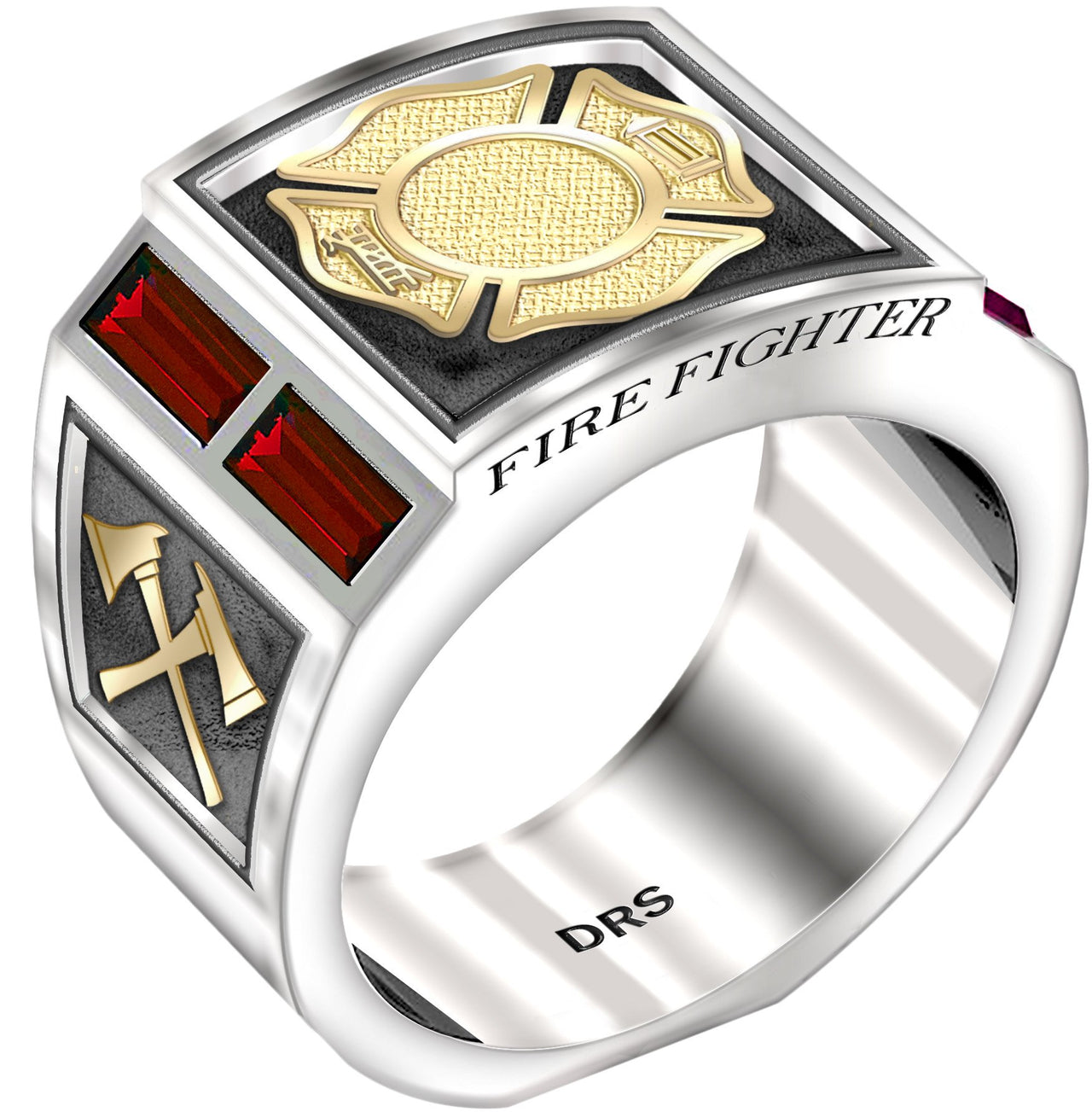 Gold Ruby Ring - Fire Fighter Ring