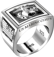 US Marine Corps Logo Ring 0.925 Sterling Silver