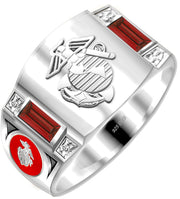 Sterling Silver  Birthstones USMC Ring