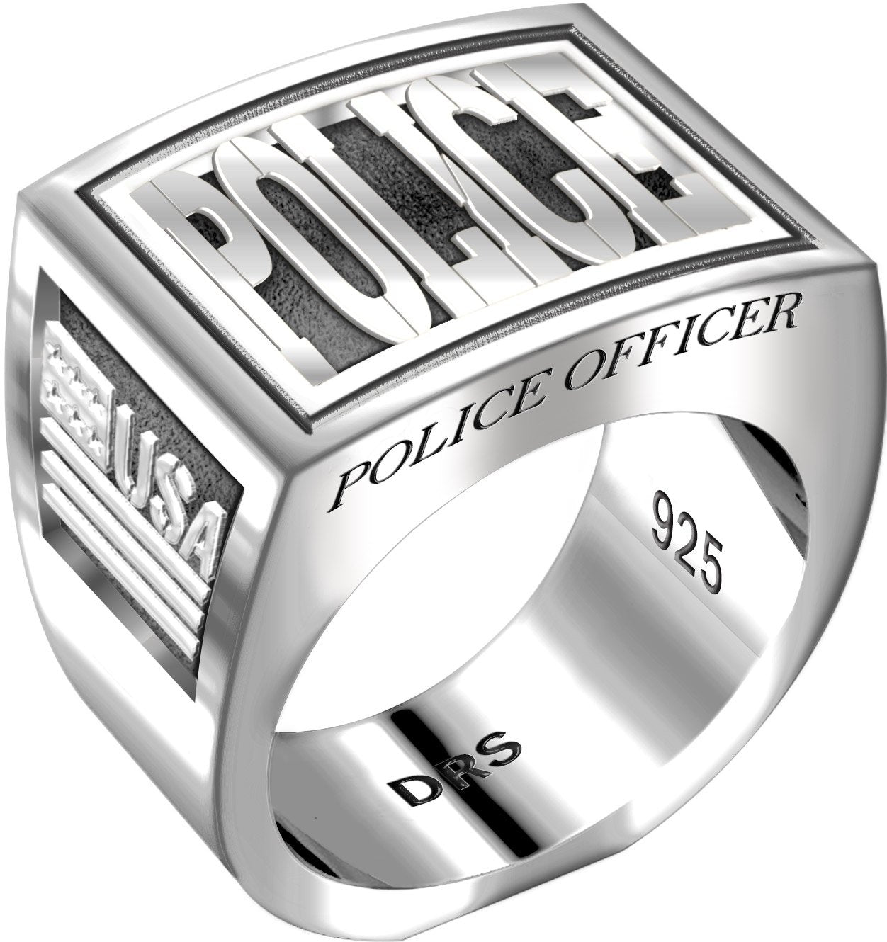 Men's Heavy 0.925 Sterling Silver Police Officer Ring