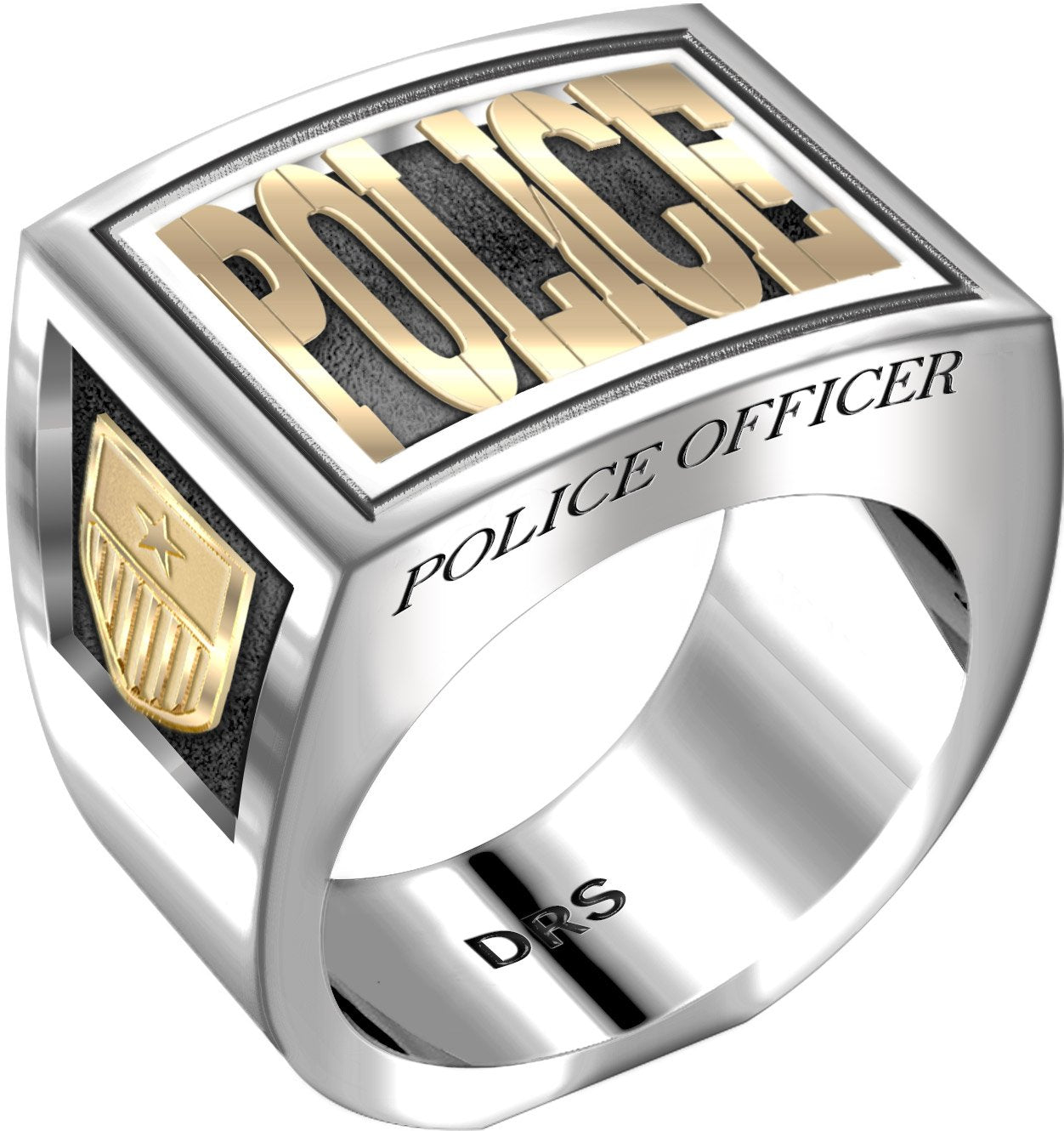 Men's Heavy Two Tone Silver and Gold Band Ring