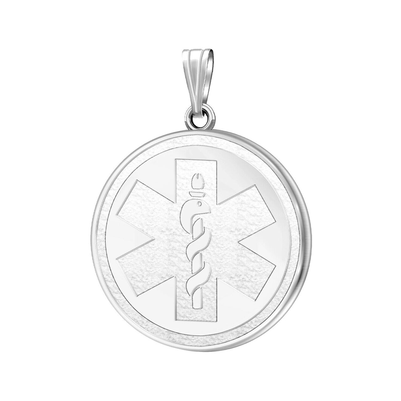 Ladies 925 Sterling Silver Round Medical Pendant, 25mm