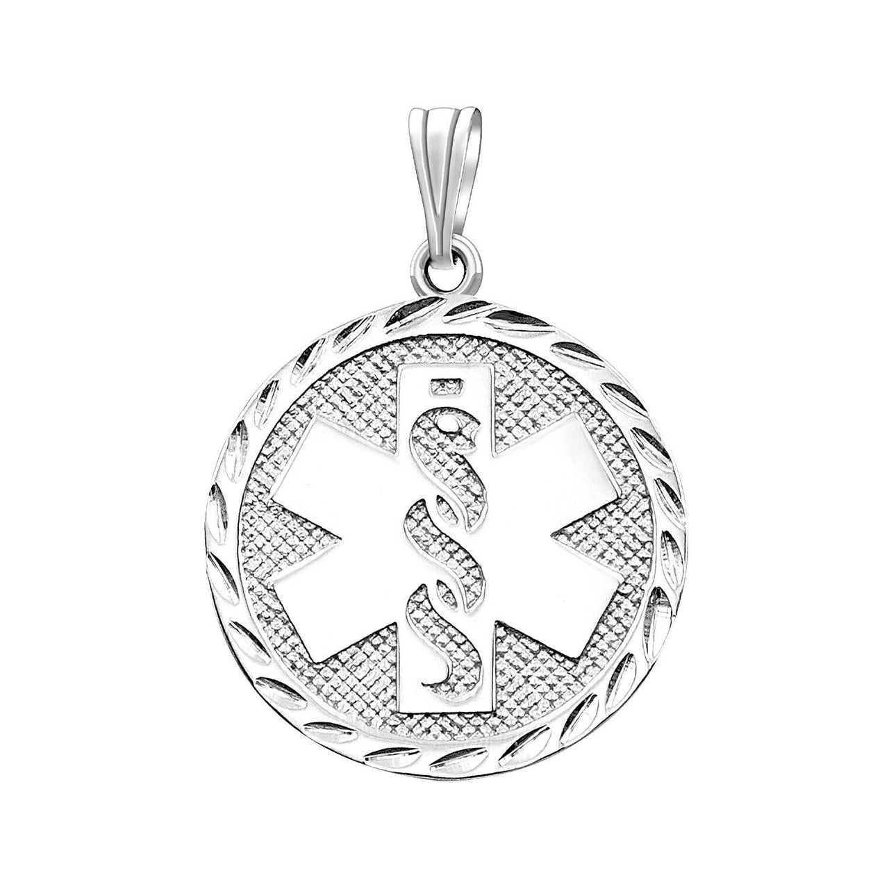Ladies 925 Sterling Silver Round Medical Pendant, 21.5mm