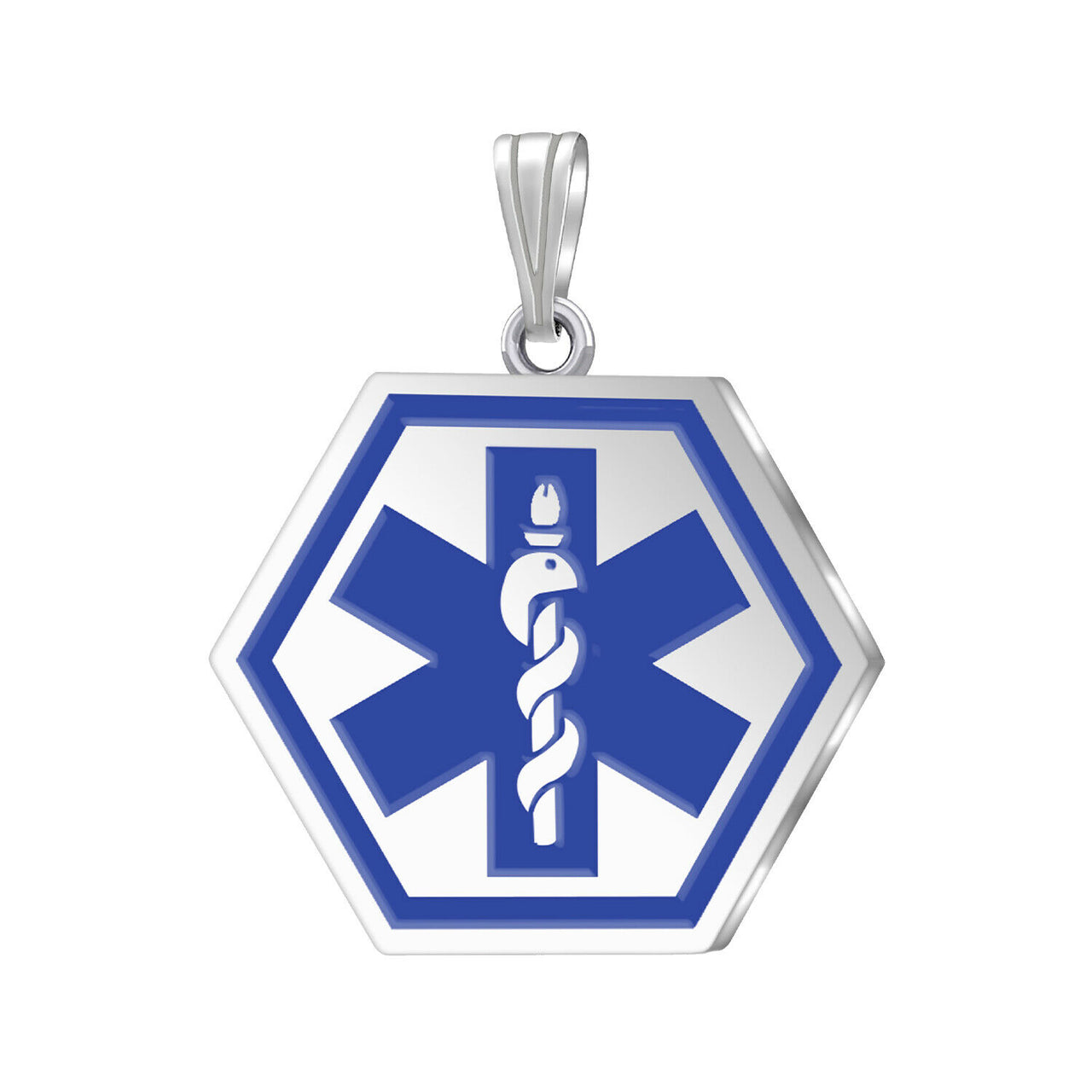 925 Sterling Silver Hexagon Medical Pendant, 23.5mm