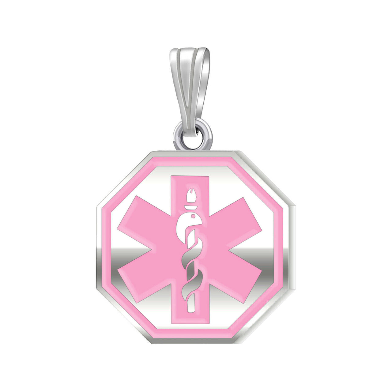 Ladies 925 Sterling Silver Octagon Medical Pendant, 21.5mm