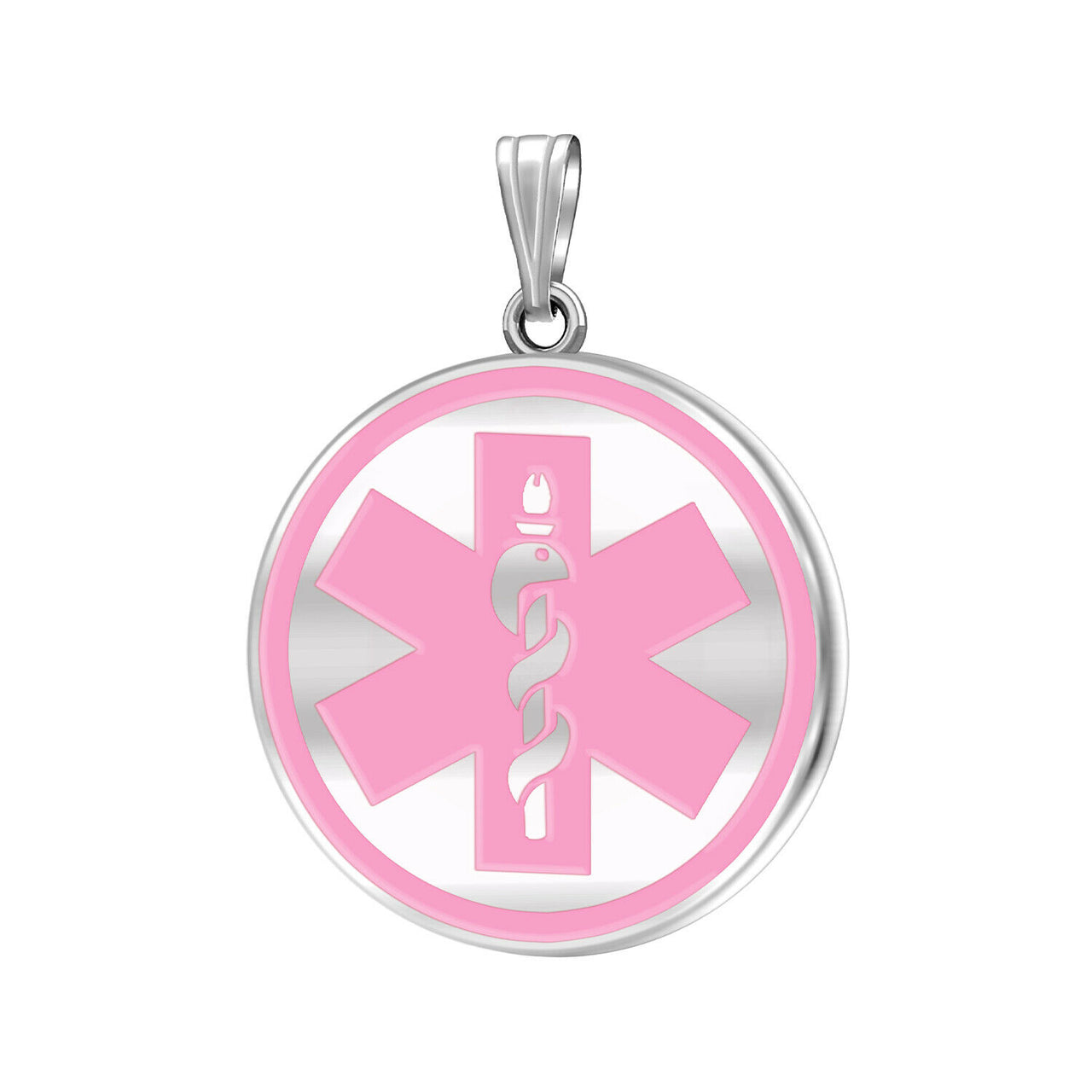 925 Sterling Silver Round Medical Pendant, 25mm