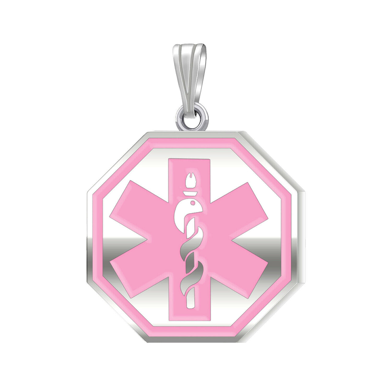 925 Sterling Silver Octagon Medical Pendant, 29mm