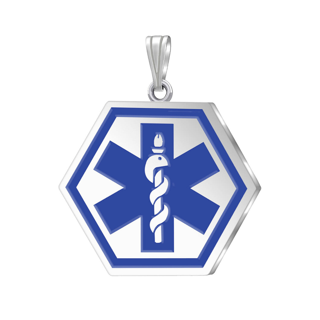 925 Sterling Silver Hexagon Medical Pendant, 30mm
