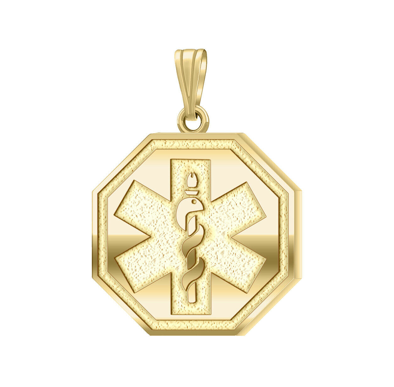14k Yellow Gold Octagon Engravable Medical Pendant, 29mm