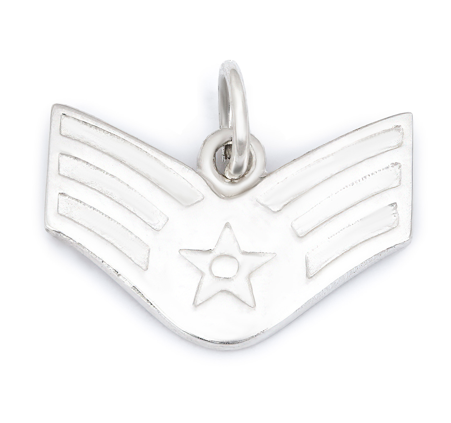 Women's Sterling Silver US Air Force Senior Airman Class E-4 Rank USAF Pendant