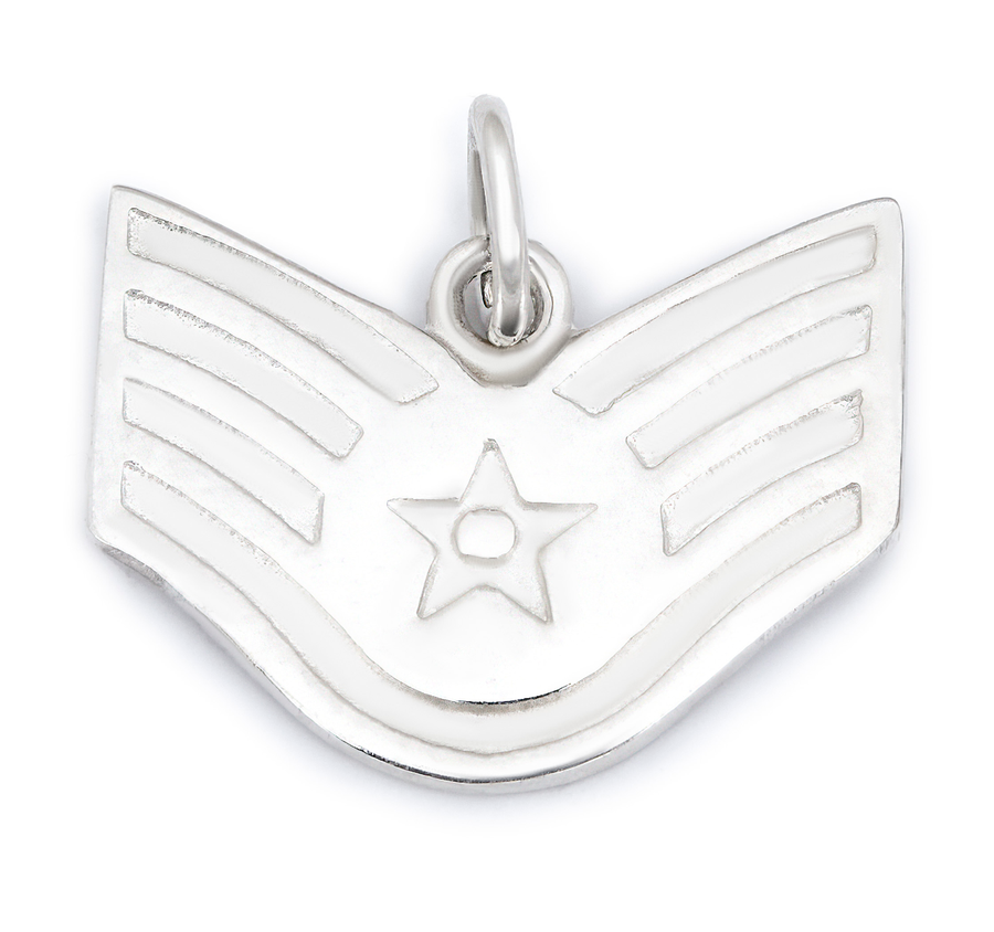 Women's Sterling Silver US Air Force Staff Sergeant E-5 Rank USAF Pendant