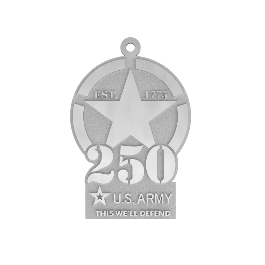Sterling Silver, 10k or 14k Yellow Gold US Army 250th Anniversary Commemorative Pendant