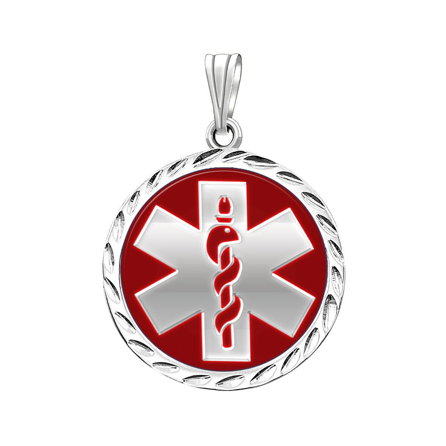 Ladies 925 Sterling Silver Round Medical Pendant